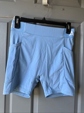 AYBL Light Blue High-Rise Bike Shorts with Side Pockets